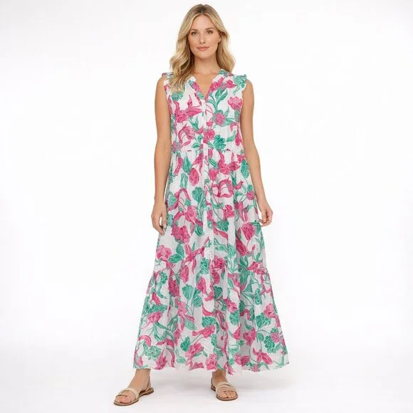Draper James RSVP sleeveless floral print tiered maxi dress Size XXL - Picture 1 of 12